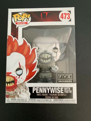 Funko Pop It Pennywise With Teeth 473 Black & White Fye Exclusive