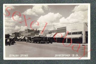 Beresford South Dakota Street Scene - Circa 1940 Rppc Photo Grade 5