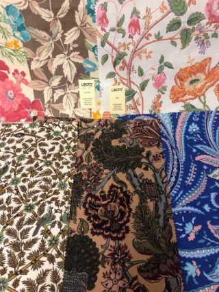 Five 1970s 80s Liberty Of London Vintage Cotton Textile Patchwork Swatch Panels