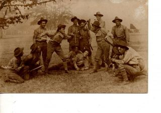 Rppc Wwi Men Playing With Bayonets Knife Fight Military Army 502