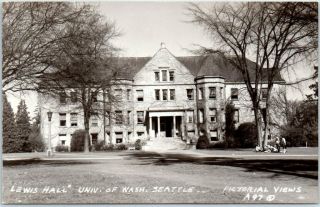 University Of Washington Rppc Real Photo Postcard Lewis Hall Seattle Wa C1940s