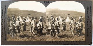 Keystone Stereoview Of Indian Chief Two - Guns - White - Calf,  Mt From 1930’s T600 Set