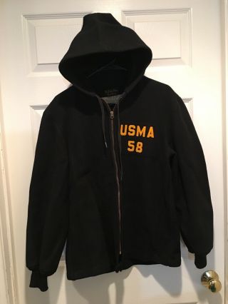 USMA 1958 West Point Cadet Military Army Black Wool Parka Hoodie Jacket Coat 8