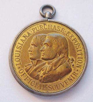 1904 St Louis Worlds Fair Souvenir Medal Coin Louisiana Purchase Jefferson Fob