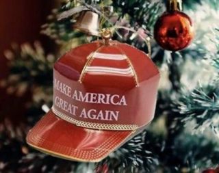 Official 24k Gold Brass Donald Trump Red Hat Holiday Ornament Maga