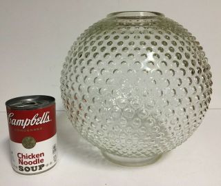 Vintage Lg Round Clear Glass Lamp Shade Globe Ball Hobnail 9 " Tall 4 " Fit Gwtw