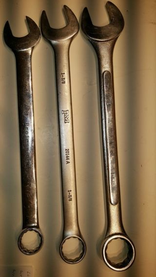 3 Large Wrenches Box Open End Ace 11/4 Pm 1/38 Drop Forged 15/8