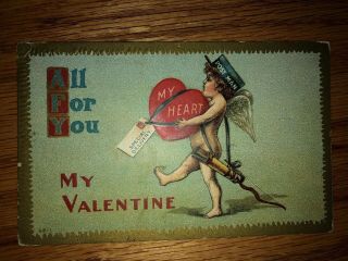 Vintage Postcard Valentine’s Day Naked Cupid Postman