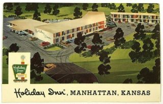 Advertising Holiday Inn Manhattan Kansas Ks Tuttle Creek The Barn Club Postcard