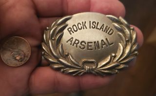 Antique Obsolete Rock Island Arsenal Police Guard Hat Badge Law Enforcement 1890