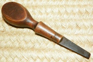 Attractive Antique 4 " Wood Handled Cabinet Makers Screwdriver W/brass Collar