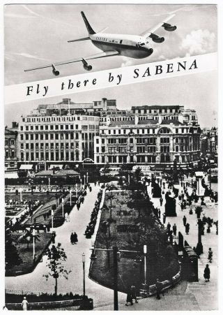 Postcard Sabena Airline Issue Boeing 707 Manchester Aviation Airways