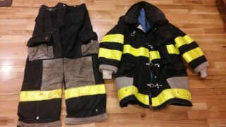 Firefighter Coat & Pants Black Nomex 38 Coat 34 Pants