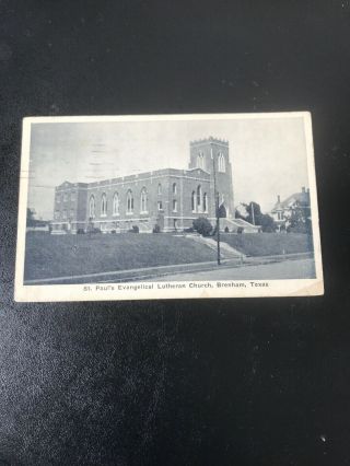 Vintage Photo Postcard 1937 St Paul’s Evangelical Lutheran Church Brenham Texas
