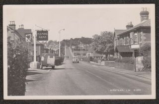 1950 Isle Of Wight Binstead Ryde Real Photo Postcard Fleming Arms Pub Sign Cars