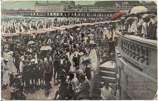 Bathers On Beach Above Steel Pier,  Atlantic City Nj Postcard