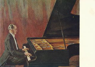 Portrait Pianist Igumnov By P.  D.  Korin 1968 Cccp Soviet Ussr Vintage Art Postcard