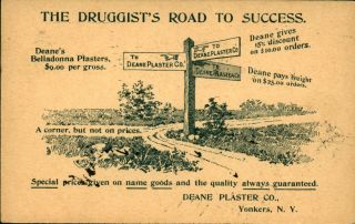 1897 Advertising Postcard The Druggists Road To Success Deane Plaster Co Yonkers