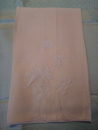 Madeira Embroidered Soft Yellow Linen Hand Towel 20 x 14 