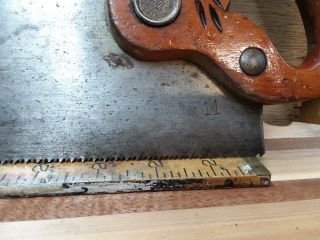Vintage Henry Disston & Sons D - 23 Hand saw 26inch 11 tpi cross cut 4