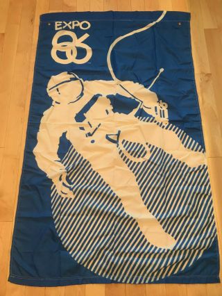 Large Expo 86 Space Walk Banner Flag Pennant Shuttle Vancouver Bc Canada