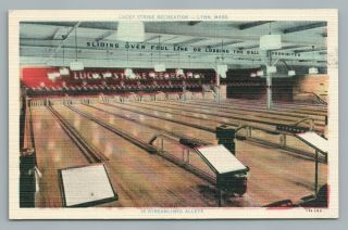 Lucky Strike Bowling Alley Lynn Massachusetts—vintage Linen Advertising—boston