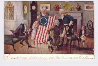 Ppc Postcard Patriotic Birth Of The American Flag