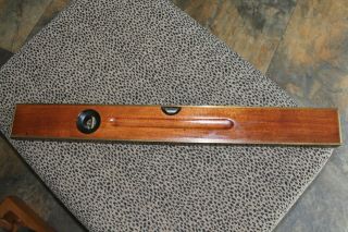Vintage Stanley 93 Wood Level Brass 28 " Carpenter Tool