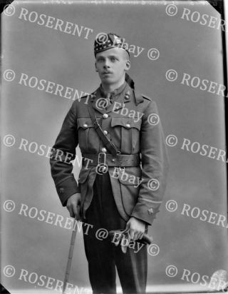 1915 Royal Scots Fusiliers - 2nd Lt A O E Crombie - Glass Negative 22 By 16cm