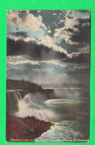 Postcard General View Of The Falls From Newbridge By Moonlight Vintage 7234