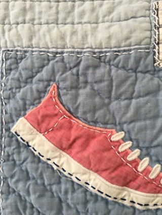 VINTAGE HAND CRAFTED & QUILTED SPOTS QUILT SOCCER BASEBALL GOLF POTTERY BARN KID 4