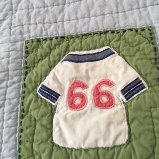 VINTAGE HAND CRAFTED & QUILTED SPOTS QUILT SOCCER BASEBALL GOLF POTTERY BARN KID 5