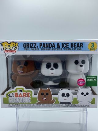 Funko Pop Grizz Panda Ice Bear Barnes Noble Exclusive Bare Bears Flocked