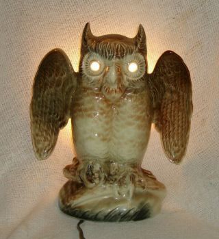 Vintage Tv Lamp Great Horned Owl Mid Century Kron Texans Light Mcm