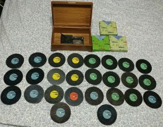 Thorens Ad - 30 Switzerland Music Box & 26 Metal Discs Wooden Case