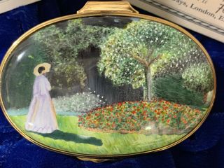 Halcyon Days Ltd Edition Enamel Box Garden Painting By Claude Monet