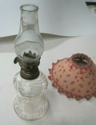 Vintage - Glass Mini Kerosene Oil Lamp With Paper Shade