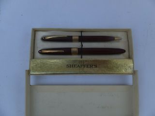 Vintage Schaeffers White Dot 14k Gold Nib Fountain Pen & Pencil Set