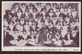 1908 Bristol The Royal Welsh Ladies Choir Colston Hall Postcard Welsh Costume