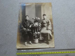 1 China Photograph A Couple 1920 Shanghai 15 X 20 Cm Large 1