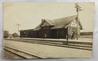 C1910s Rppc Real Photo Postcard Union Train Railroad Depot Manly Iowa Pc