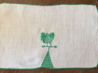 " Weather Cock " Vtg Marghab Madeira Embroidery Cocktail Napkin (1)