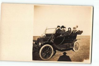 Amarillo Texas Tx Rppc Real Photo 1913 Group In Automobile On Way To Canyon Tx