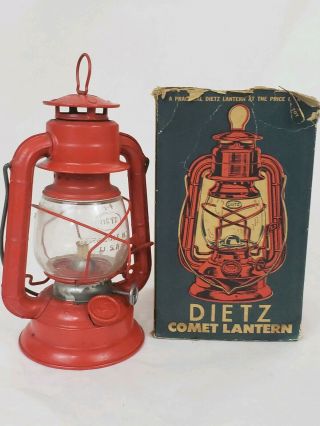 Vintage Dietz Comet Lantern W Box H4 Kerosene - 8.  5 " - Made In Usa 1950 