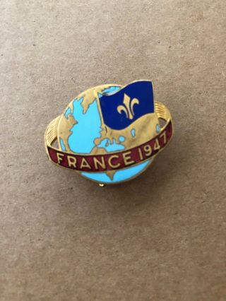 1947 World Scout Jamboree France Souvenir Globe Pin
