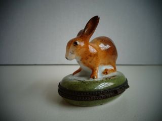 Signed Peint Main Limoges Rabbit Trinket Box 5