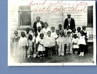 Found B&w Photo D_8909 Black Kids Standing Outside School House