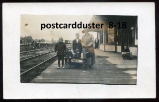 1548 - Hanover Ontario 1910s Gtr Railway Train Station.  Real Photo Postcard
