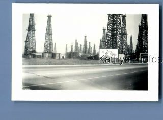 Found B&w Photo A_5878 View Of Oile Towers In Long Beach California