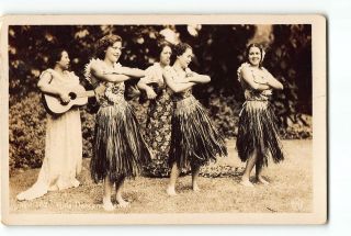 Hawaii Hi Rppc Real Photo 1930 - 1950 Hula Dancers